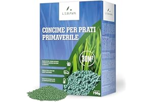LERAVA Concime Prato Primavera (30m²) - Fertilizzante per Prato Verde e Rigoglioso - Concime Azotato Antimuschio a Lenta Cessione - Rigenerazione e Nutrizione del Tappeto Erboso per Tutta la Stagione