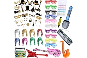 BDSMYOU 68 Stück Party Deko Foto Requisiten,Fotobox Accessoires,Party Dekoration,Perücken Aufblasbar Musik Partys Zubehör für Hochzeit,Halloween,Weihnachten,Tischdeko Geburtstag,Karneval,Silvester Deko