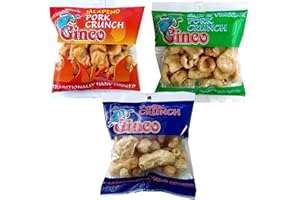 Ginco Pork Crunch 12 x 25g- Jalapeno, Salt and Vinegar, Salted. Seasoned Crispy Pork Puffs, high protein low carb, pub snack. (Assorted (3 x 4)12 Pack)