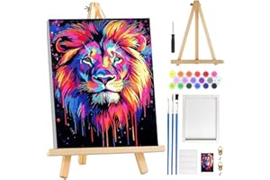 MOGTAA Tigre Peinture Numero Enfant Adulte avec Cadre, Animaux Peinture par Numero Adulte avec Chevalet, DIY Numéro d'Art Kits, Loisirs Créatifs Adultes, pour décoration d'intérieur, 20x30cm