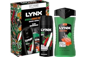 Lynx Africa & Jungle Fresh The Sidekick Duo Gift Set ith 3-in-1 Body, Face,Hair Wash & Body Spray Deodorant