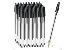 G4GADGET Pack of 50 Black Pens - Smooth Writing Ballpoint Pens with Medium Tip - Long-Lasting Black Ink for Home, Office, and School - Ergonomic Design for Comfortable Use