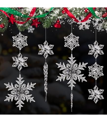 Lot De 32 Flocons De Neige En Bois Pour Noël - 4 Styles, 7.5 Cm, Blanc, Avec Ficelle Pour Décorer Sapin, Couronne Ou Cheminée - 3