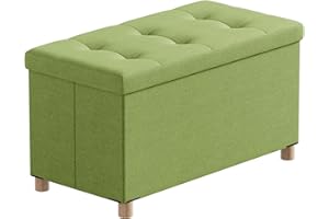 ‎BRIAN & DANY BRIAN & DANY Sitzbank mit Stauraum, Faltbar Sitzhocker mit Beinen, hocker mit stauraum, für Wohnzimmer Schlafzimmer Flur, ​Grün, 76 x 38 x 38 cm