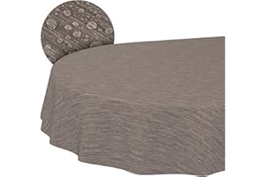 ‎ANRO Tischdecke abwaschbar Wachstuch Wachstuchtischdecke Gartentischdecke Leinen-Optik Pflegeleicht Wasserabweisend 180 x 140 cm (Oval) Braun Schnittkante