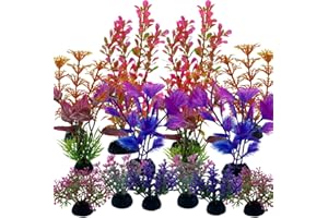 Plante Artificielle Aquarium Deco, 14 Pièces Vibury Colorées Plantes Terrarium Plante Décoration pour Aquarium Poissons