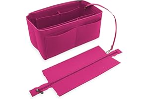 Heavyoff Organisateur de Sac à Main en Feutre, Sac de Rangement Intérieur Bag in Bag avec Porte-clés, Femmes Organisateur de Voyage Sac Cosmétique Rose rouge, L