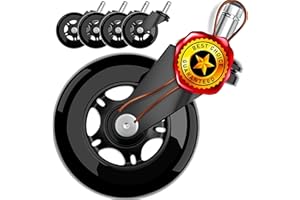 XeloTech Hartboden-Rollen für Bürostuhl, 5 Stück, 11mm x 22 mm, Black Edition, Sehr leise Bürostuhlrollen - Nie wieder Bodenschutzmatte - Keine Kratzer im Boden mit diesen Premium Rollen