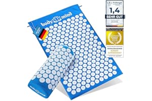 ‎BODY & MIND Akupressur-Matte Yogi Nagelmatte Ensptannungs- und Massagematte Akupunkturmatte zur Lockerung von Entspannungen für Körper und Geist mit 7.140 Spitzen (Größe L (75x42cm) mit Kissen)