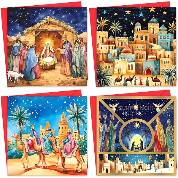 Tradizionale Presepe Religiosa Scena. Vergine Maria Con San Giuseppe E Il Bambino Neonato Gesu Icona Sopra Lo Sfondo Bianco Vettore Illu 124731575