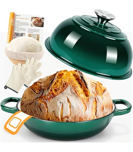 Geëmailleerde Gietijzeren Hollandse Oven Met Deksel Voor Brood Bakken 6 Quart 1230911
