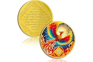 ATSKNSK Phoenix of Light 3 Year Sobriety Coin, Phoenix Three Year NA Coin, Addiction Recovery Sober Chip with Prayer - Beautifully Sobriety Gifts for Women Men - Applies to Narcotics Anonymous