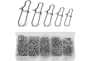 Annyswit 100 Pezzi/5 Misure Snap da Pesca per Swivel Set 2# 1# 0# 00# 000# Quick Change Forelle Moschettone Snaps con Duo Lock Easy Snap per Esche e Pesci Predatori Köder Swivels