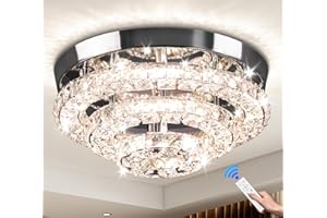 Cainjiazh 11,8" lampadari di cristallo moderni LED lampadario di cristallo a soffitto lampadario a soffitto a incasso lampadario per sala da pranzo corridoio a tre livelli dimmerabile con telecomando