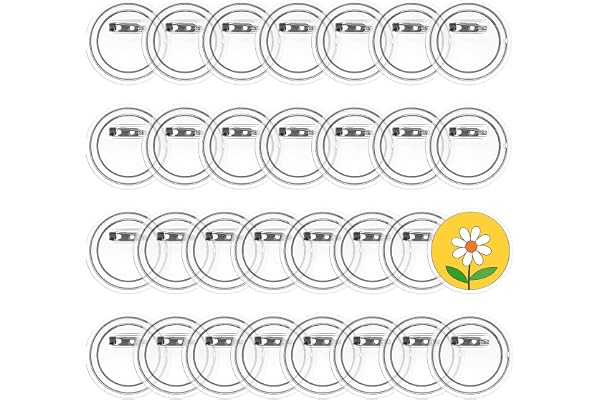 QWORK® 30 st personliga broscher - 60 mm - klar akrylstift för dekoration och hantverk, 4,5 cm, Akryl