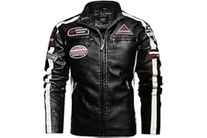 TRPSR Blouson aviateur for Homme, Veste d'équitation Vintage Noire de Moto, Veste en Cuir zippée Veste de Cowboy en Cuir PU for Homme (Color : Schwarz, Size : L)