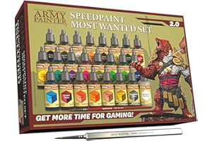 The Army Painter Speedpaint Most Wanted Set 2.0 Combo, Colori Acrilici Set Con 24 Bottiglie Da 18ml Di Gamma Di Colori Dal Speedpaint Starter Set, Incluso 1 Pennello Base E 1 Pennllo Speedpaint
