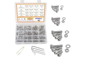 HVDHYY 945pcs M2 M3 M4 M5 Zylinderschrauben mit Innensechskant Schrauben set A2-70 Edelstahl-Sechskopf Maschinenschrauben,Muttern,Unterlegscheiben Sortiment Kit Hex Socket Button mit Aufbewahrungsbox.
