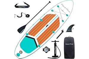 Aqua Plus 15cm Spessore SUP Gonfiabile per Tutti i Livelli di abilità Tavola da Paddle in Piedi, pagaia, Pompa, ISUP Zaino da Viaggio, guinzaglio, Tracolla