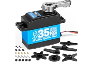 Miuzei Servo 35 kg 270° RC servomotore digitale impermeabile, in metallo, per auto 1/10 1/8 Robot braccio aereo 8,4 V High Speed Torque Micro sterzo servo con cavo 25T Horn Servoarm