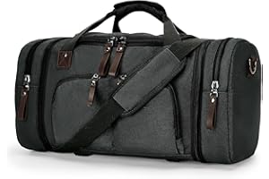 WINSPANSY Bolso De Viaje De Lona Grande, Bolsa Deportiva De Fin De Semana para Hombres Y Mujeres, Bolso De Mano para Equipaje De Mano, Expandible, Bolsa De Viaje para Gimnasio, Deportes Y Camping, Negro