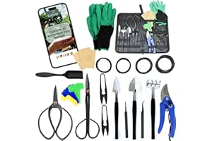 Cultivea® Juego de 32 Herramientas Completas para bonsái - Herramientas de Acero - Jardín - Tijeras para bonsái y Cuidado de Plantas - Tijeras - Alicates - Poda de bonsái - Alambre de Aluminio