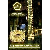 Solar G&uuml;neş Enerjili Esnek Flexible Şerit Hortum Bah&ccedil;e Aydınlatma-10 Metre Sarı G&uuml;nışığı Aydınlatma