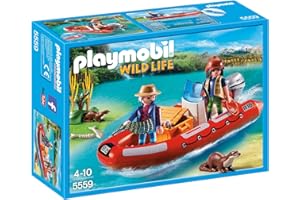 Playmobil 5559 Wild Life Floating Inflatable Boat with Explorers, Fun Imaginative Role-Play, PlaySets Suitable for Children Ages 4+