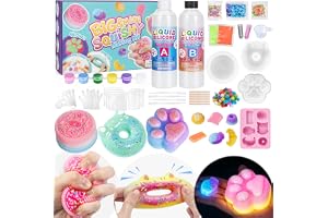Highttoy Självlysande stort squishy gör det själv set, 480ml 1:1 flytande silikon AB blandningsförhållande squishy leksaker med 9 formar och tillbehör, Stressavlastande sensorisk leksak över 6 år