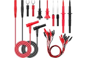 QIMEI-SHOP Cables de Prueba para Multímetro con Cable de Pinzas de Cocodrilo Sonda de Prueba Ganchos de Prueba Conector en U para Multimetro Digital 20 Piezas