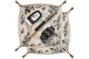 AIBAOBAO Svuotatasche, 2 Pcs Svuotatasche Pelle, Svuota Tasche da Ingresso, Pieghevole, Svuotatasche Design Moderno,Vassoio Portaoggetti Scrivania per Chiavi Monete Guarda Portafoglio Gioielli