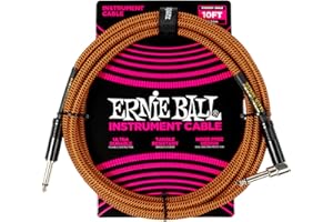 Ernie Ball Cable de Guitarra Trenzado, Recto/Acodado, 3 m - Pumpkin Pie