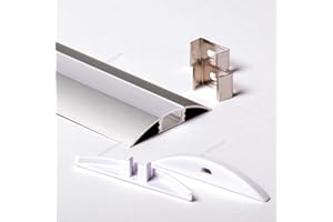 Aftertech® 5309 53x9mm PERFIL ALUMINIO TANGENTE 1M PARA TIRA TIRA LED BARRA RIGIDA 1MT + TAPA MATE