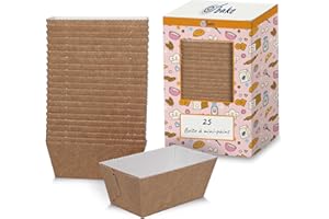 VOLILA ebake Mini Moule Cake (Brun - Pack de 25) - Moules Jetables avec Barquette Carton pour Gâteau, Pain, Muffin - Moule A Mini Cake 8x4x4 cm Moule à Cake Rectangle
