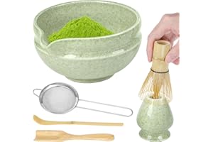 Bestcool 6Pcs Matcha Set, Matcha Whisk Set Matcha Bowl and Matcha Whisk, Scoop, Spoon, Sifter, Whisk Holder Complete Matcha Making Kit for Traditional Tea Ceremony for Beginners and Enthusiasts