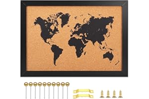 OKYDOKY Cork Board Map of The World, 26x36cm Bulletin Boards for Walls with 10 Pins, Travel Tracker Map for Office, School and Home (WD-MAP-2636)