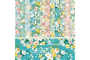 IHLOOTD Scrapbook Papier Block 15,2x15,2 cm, 24 Blatt Blumenmuster Ein-seitig Bastelpapier, Frühlingsblume Kartenpapier Dekorpapier Block für DIY Kunsthandwerk Scrapbook Tagebuch Geschenkkarten