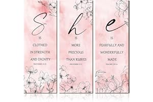 QUNCLAY 3 Pieces Pink Flower Inspirational Wall Decor Art Gift Wooden Motivational Hanging Christian Quotes Floral Decor for Women Girl Teen Graduation Living Room Nursery (Pink, 11.81 x 3.94 x 0.2 Inch)