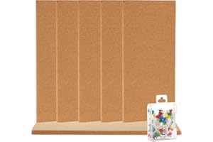 Lyellfe 6er-Pack Kork Pinnwand, 43 x 20 cm, 1.3cm Thick, Rahmenlose Korkplatte wird mit 50 Nägeln Geliefert für DIY, Büro, Schule und Heimdekoration