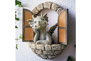 Babioms Escultura de dragón de jardín escultura de dragón de resina decoración de jardín jardín puerta de dragón estatua jardín pared decoración del árbol figura decoración al aire libre