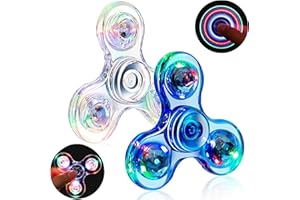 Adviejjoy 2PCS Crystal Led Light Fidget Toy Fidget Toy Stress Relief Anti-Anxiety Toy Brain Development Toy Gift for Children and Adults (Crystal-White & Blue)