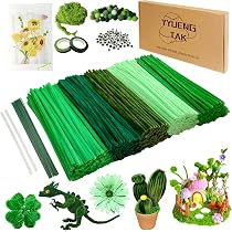 Kit Créatif Cure-Pipes – 200 Pièces Rouges & Verts + Accessoires – Pour Fabriquer Roses, Fleurs En Chenille