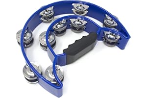 Tambourine - Double Half Moon (Blue) by Tone Deaf Music. Hand Percussion Shaker Musical Instrument