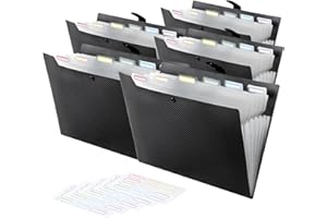 FRETONBA Segregatory A4 7 kieszeni, 5 sztuk, biurowych, z etykietami, na okładki z guzikami, organizator opozycji, materiał PP, czarny