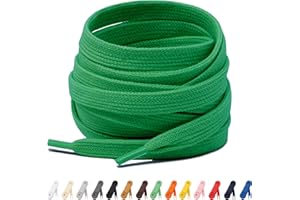 Laceter Lacets Plats Premium 100% Coton - Lacets Chaussures - Lacets de Baskets pour Converse, Nike, Adidas, Vans - Lacets Blancs ou Couleur - Largeur 8 mm