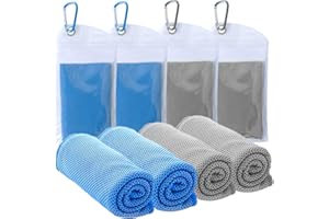 SZELAM 4 Packs Cooling Towel (40"x12"),Ice Towel,Soft Breathable Instant Towel,Microfiber Cool Towel for Yoga,Golf,Sport,Gym,Workout,Camping,Fitness,Outdoor &More Activities (2 Blue/2Grey)