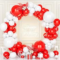 Ghirlanda di palloncini rossi, bordeaux, 129 pezzi, rosso rubino, set di palloncini in lattice per ghirlande, archi, compleanni, matrimoni, anniversari, San Valentino, decorazione (18/12/10/5 pollici