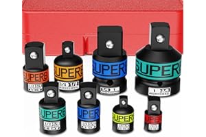 KIRXST Juego de 8 Adaptadores y Reductores de Vasos de Impacto, Adaptadores de Enchufe de Impacto 1/4" 3/8" 1/2" 3/4" 1", Adaptador Llave de Impacto, para Adaptadores de Vasos reparaciones automoción