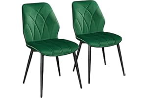 Yaheetech Velvet Dining Chairs Set of 2 Modern Dining Room Chairs with Petal Accented Back and Sturdy Metal Legs Padded Kitchen Chair for Dining Room, Kitchen and Bedroom, Green