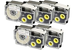 PRESTIGE CARTRIDGE 5 Casetes de Cinta compatibles con Casio XR-18X XR-18X1 Negro sobre Transparente 18mm x 8m para Casio KL-60 70E 100 100E 120 200 200E 300 750 780 820 2000 7000 7200 7400 8100 8200 P1000 C500 CW-L300